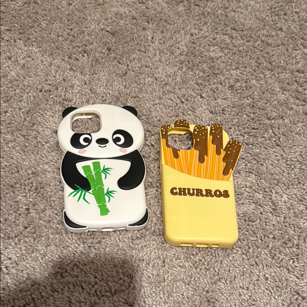 White and Black Protective Phone Cases with Character Designs. Fits iPhone 14.